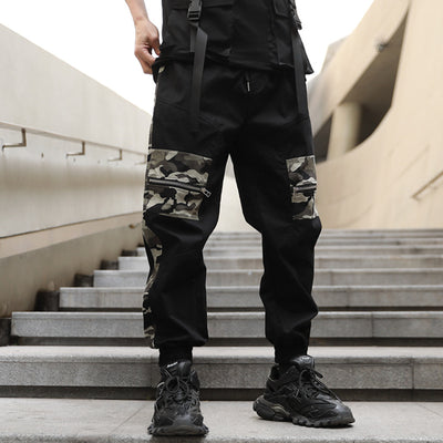 Overol Casual con Costuras de Camuflaje y Múltiples Bolsillos