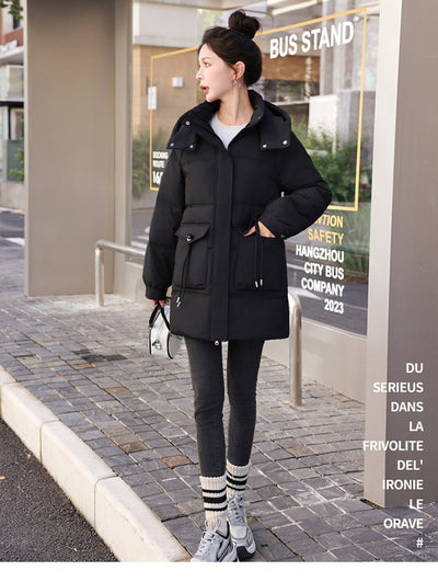 Abrigo de Invierno Coreano para Mujer - Algodón Grueso Largo - Image 9