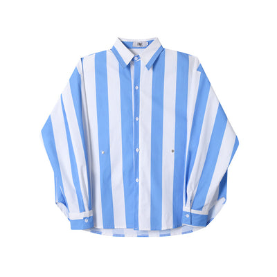 Camisa Oversize a Rayas con Pliegues y Botones en la Cintura para Hombre - Image 10