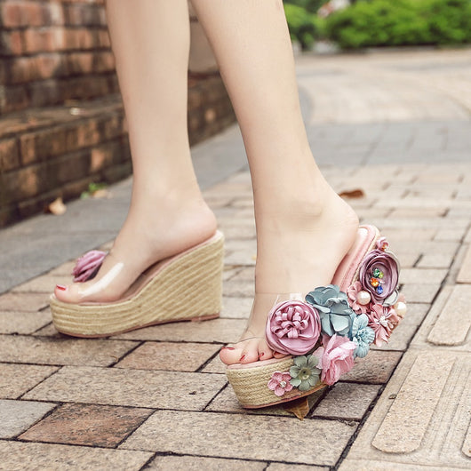 Sandalias y Pantuflas de Tacón Alto con Trenzado de Cáñamo - Image 4