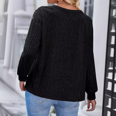 Blusa Manga Larga Cuello Redondo con Cierre Decorativo - Image 3