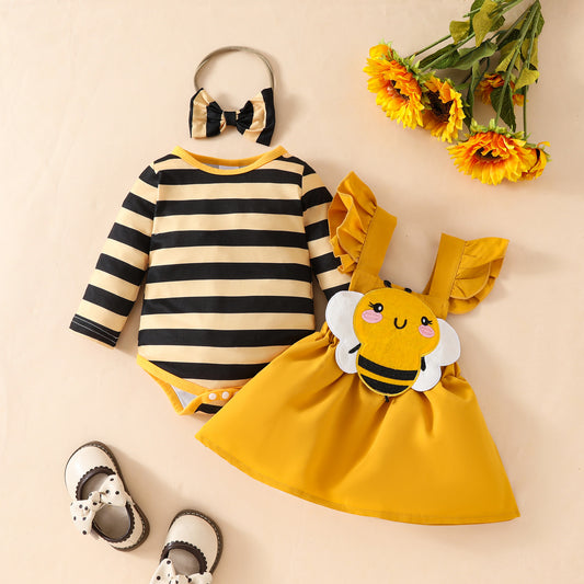 Pijama Enterizo Bebé Abeja Rayas Manga Larga
