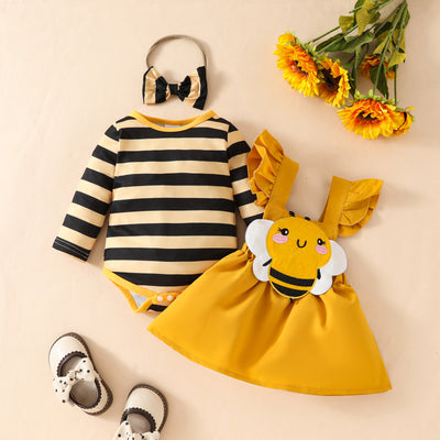 Pijama Enterizo Bebé Abeja Rayas Manga Larga