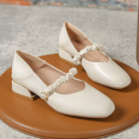 Zapatos Vintage Cuadrados con Tacón Grueso para Mujer