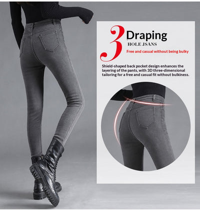 Jeans Talle Alto Forrados en Polar Extra Gruesos para Mujer - Image 18
