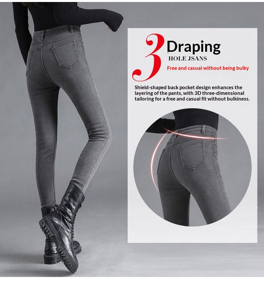 Jeans Talle Alto Forrados en Polar Extra Gruesos para Mujer - Image 18