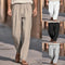 Calça de Linho Solta com Pregas e Bolsos Frontais