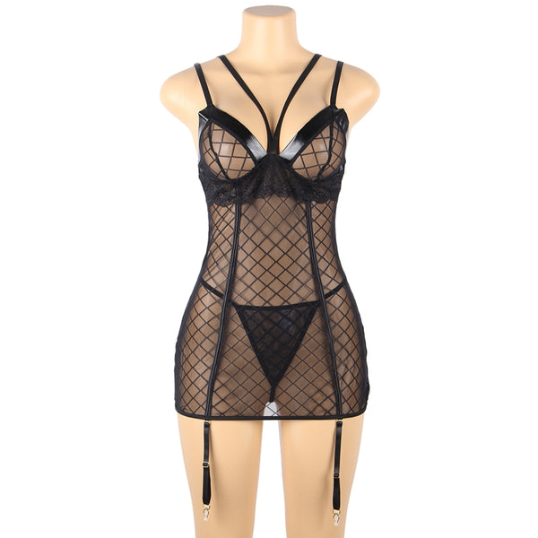 Lencería Sensual con Encaje y Ligas - Diseño Mesh Erótico