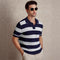 Polo Manga Corta Tejido a Rayas para Hombre