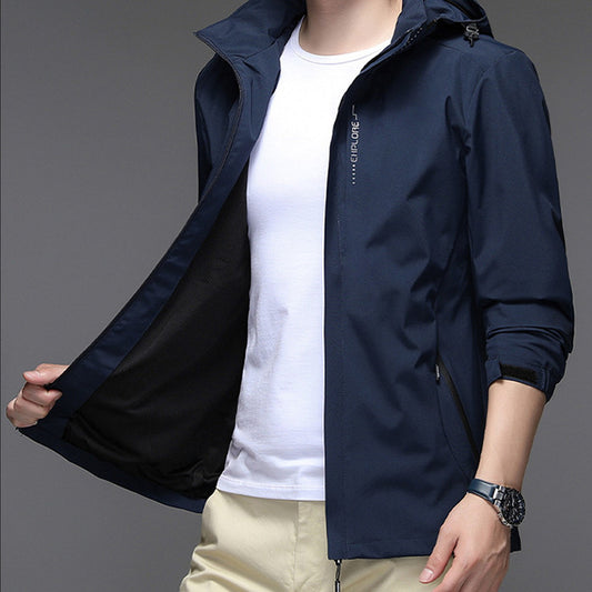 Chaqueta Casual para Hombre en Color Sólido con Gorro Incluido