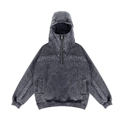 Sudadera Hoodie Hombre Diseño Distressed con Costuras Contrastantes - Forro Polar Grueso Invierno - Image 6