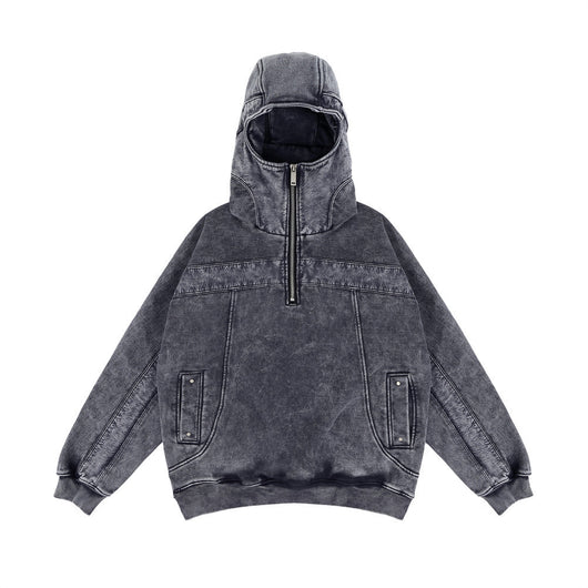 Sudadera Hoodie Hombre Diseño Distressed con Costuras Contrastantes - Forro Polar Grueso Invierno - Image 6