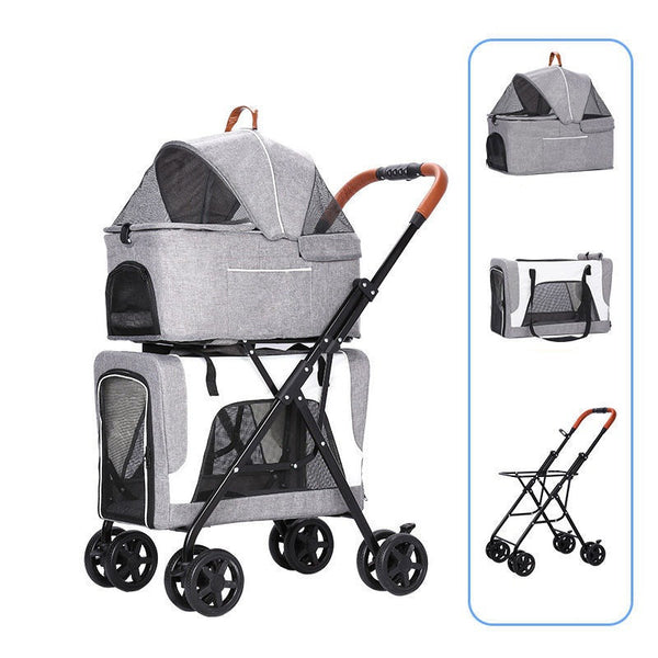 Carrito Transportador de Mascotas Doble Capa Ultraligero