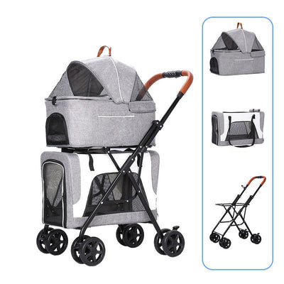 Carrito Transportador de Mascotas Doble Capa Ultraligero