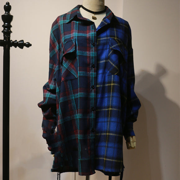 Camisa Casual Patchwork Cuadros para Hombre y Mujer