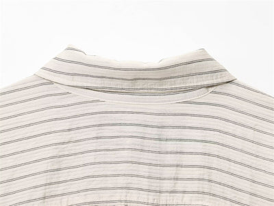 Camisa de Rayas Holgada con Solapa y Manga Larga - Image 10