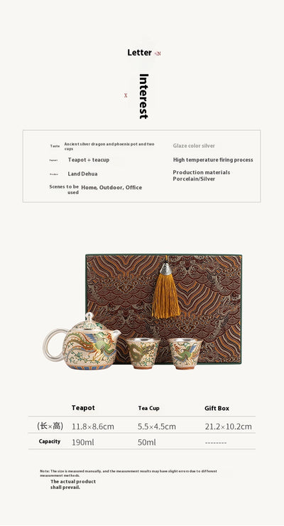 Juego de Té Kung Fu Dragón Fénix Dorado con Esmalte Auspicioso - Image 21
