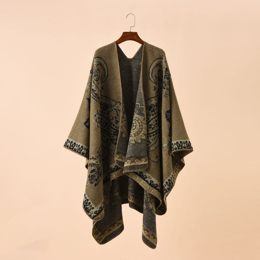 Poncho Cuadros Elegante para Viajes Invierno - Abrigo Cálido y Sofisticado - Image 10