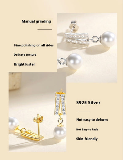 Aretes de Perla Geométrica Diamante - Lujo Asequible Estilo Nicho - Image 9
