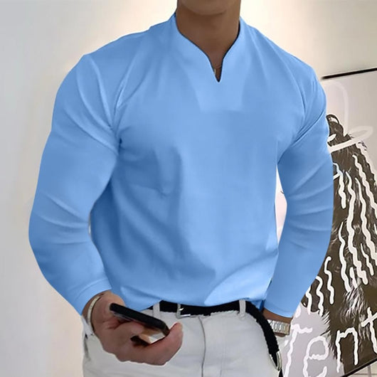Camiseta Manga Larga Cuello V Transpirable para Hombre - Image 11