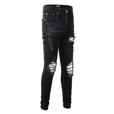 Jeans Slim Rotos con Parches Elásticos de Moda Urbana - Image 4