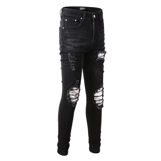 Jeans Slim Rotos con Parches Elásticos de Moda Urbana - Image 4