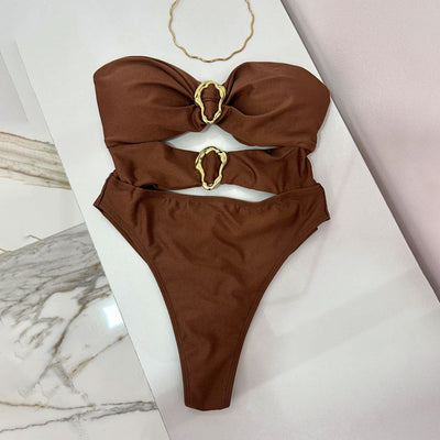 Traje de Baño Enterizo Elegante de Color Sólido para Mujer - Image 29