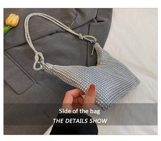 Bolso de Hombro Brillante con Strass y Detalle Anudado - Image 17