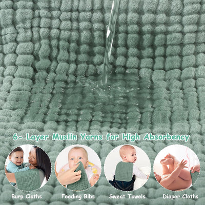 Paños para Eructar Muselina de Algodón - Pack de 6 Piezas Grandes 25x50cm, Súper Suaves y Absorbentes para Bebés - Image 4