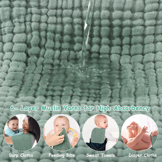 Paños para Eructar Muselina de Algodón - Pack de 6 Piezas Grandes 25x50cm, Súper Suaves y Absorbentes para Bebés - Image 4