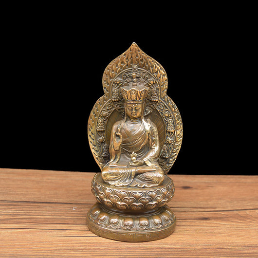 Figura Decorativa Kwan-yin con Iluminación de Cobre Antiguo - Image 4
