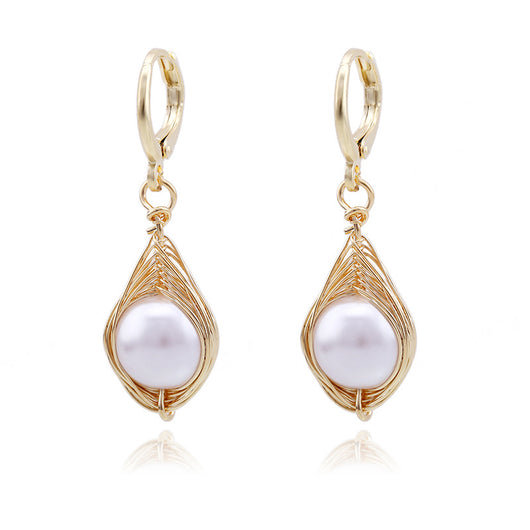 Aretes de Perla Artesanales Lujo Ligero Serie Océano - Clip Europeo Americano - Image 8