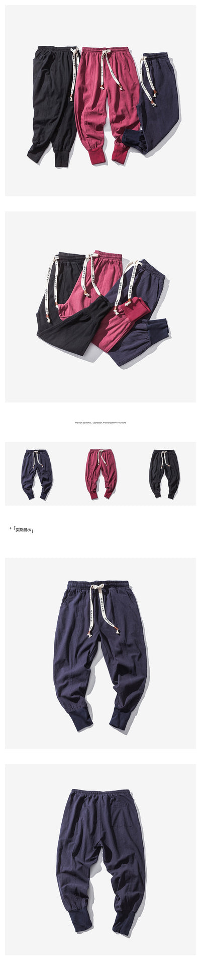 Pantalones Hip Hop de Algodón y Lino para Hombre - Estilo Urbano Moderno - Image 8