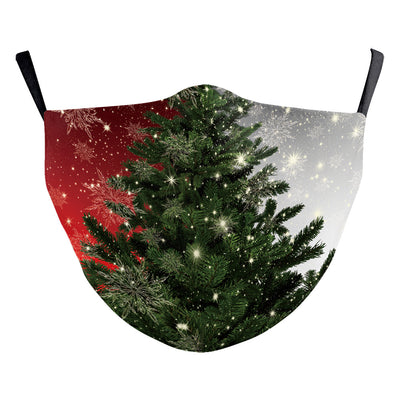 Christmas Santa Claus dustproof face mask with a red hat, white beard, and glasses on a blue and green background. - Image 4