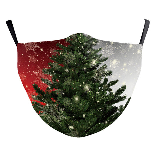 Christmas Santa Claus dustproof face mask with a red hat, white beard, and glasses on a blue and green background. - Image 4