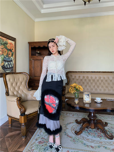 Blusa de Encaje con Patchwork y Mangas Volantes - Image 24