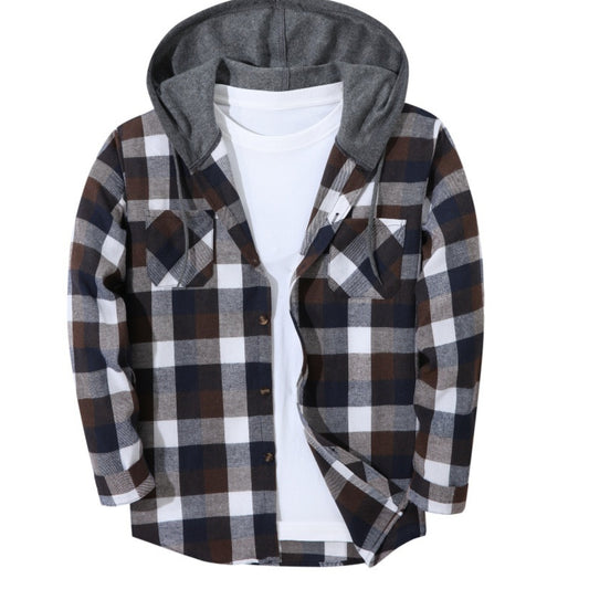 Chaqueta Hoodie Cuadriculada Moderna para Hombre
