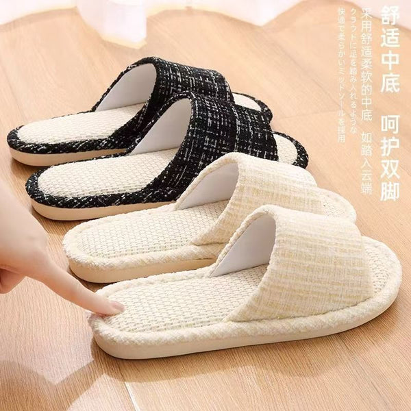 Pantuflas de Algodón y Lino Transpirables para Casa