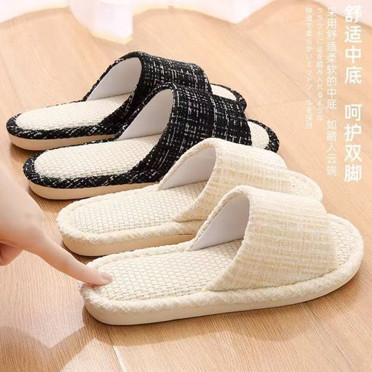 Pantuflas de Algodón y Lino Transpirables para Casa