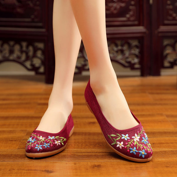 Zapatos de Baile Cómodos para Mujer Adulta con Suela Blanda y Bordado