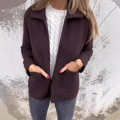 Chaqueta Solapa con Cierre y Bolsillos para Mujer - Abrigo Versátil Otoño Invierno - Image 4