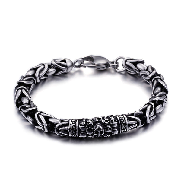 Pulsera de Cadena Trenzada Gótica Skeleton Punk Metal para Hombre