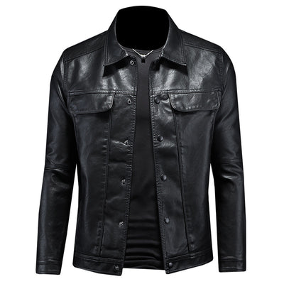 Chaqueta de Cuero para Motociclista con Solapa Clásica - Image 3