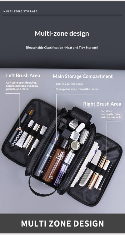 Neceser de Viaje Hombre con 3 Compartimentos - Organizador de Aseo Multifuncional - Image 11