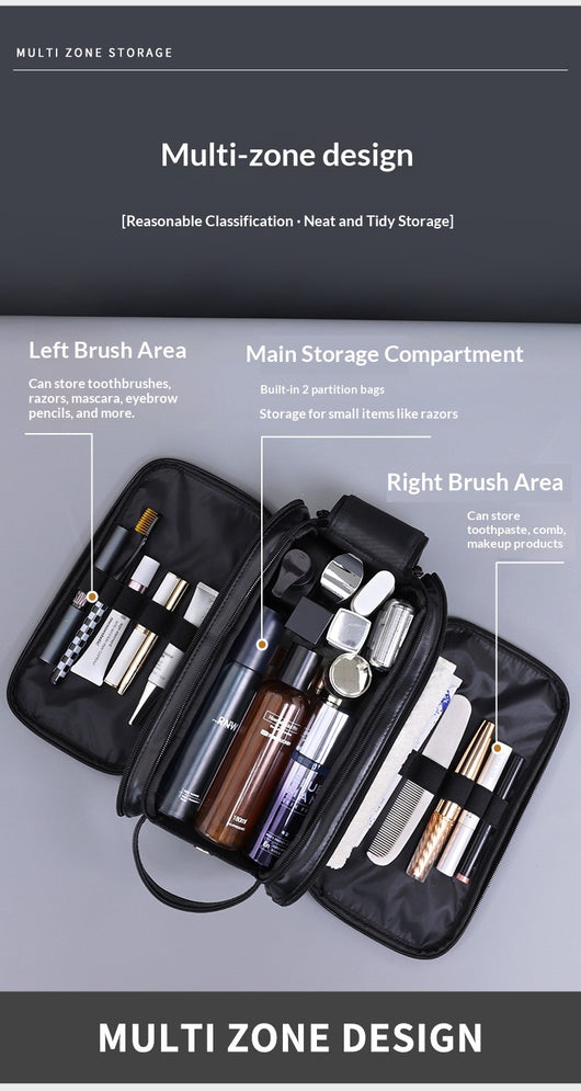 Neceser de Viaje Hombre con 3 Compartimentos - Organizador de Aseo Multifuncional - Image 11