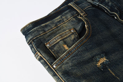 Pantalones Vaqueros Rotos Azul Oscuro para Hombre - Image 8