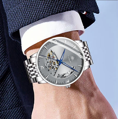 Reloj Automático de Acero Inoxidable Resistente al Agua con Esfera Luminosa - Image 8