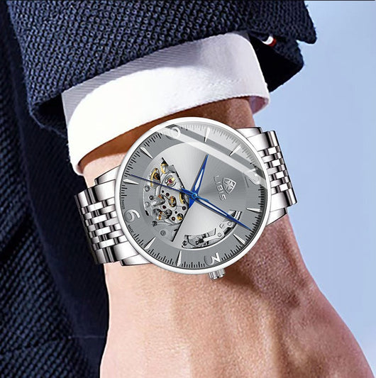 Reloj Automático de Acero Inoxidable Resistente al Agua con Esfera Luminosa - Image 8