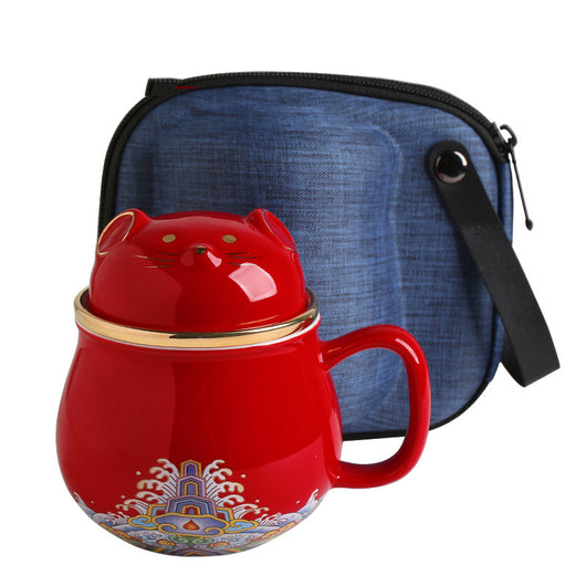 Taza de Té Cerámica Ciudad Prohibida con Tapa - Separador de Infusiones - Image 17