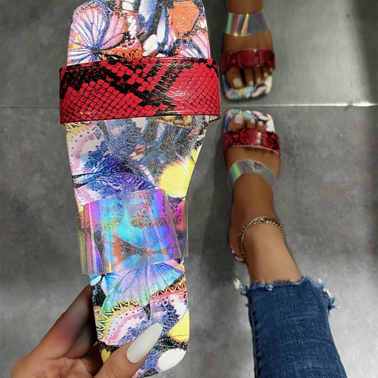 Sandalias Planas para Mujer con Diseño Serpentina y Flores - Image 2